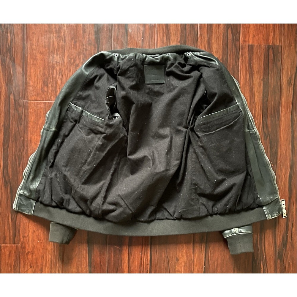 All Saints Kino Oversized Leather Bomber Jacket Black Mens Size Small MSRP $599 - Picture 5 of 13